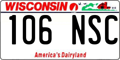 WI license plate 106NSC