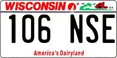 WI license plate 106NSE