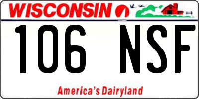 WI license plate 106NSF