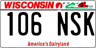 WI license plate 106NSK