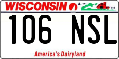 WI license plate 106NSL