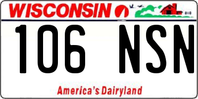 WI license plate 106NSN
