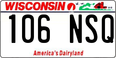 WI license plate 106NSQ