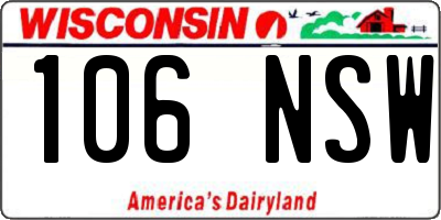 WI license plate 106NSW