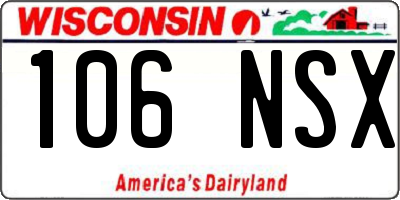WI license plate 106NSX
