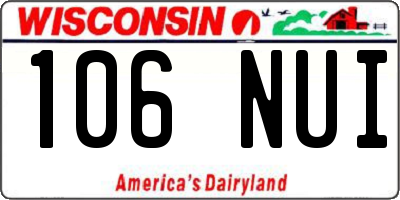 WI license plate 106NUI