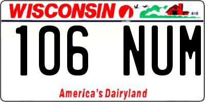 WI license plate 106NUM
