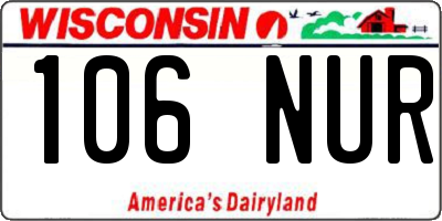 WI license plate 106NUR