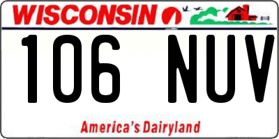 WI license plate 106NUV
