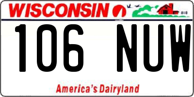 WI license plate 106NUW