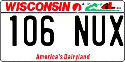 WI license plate 106NUX