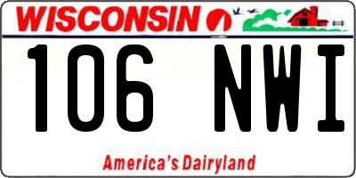 WI license plate 106NWI