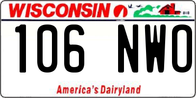 WI license plate 106NWO