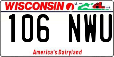 WI license plate 106NWU