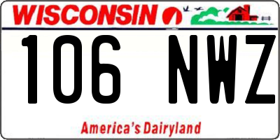 WI license plate 106NWZ