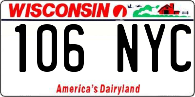 WI license plate 106NYC