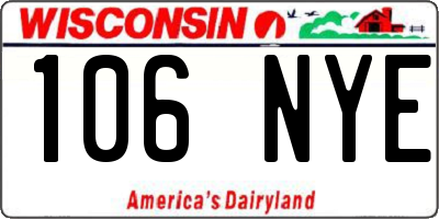 WI license plate 106NYE
