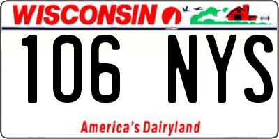 WI license plate 106NYS