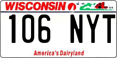 WI license plate 106NYT