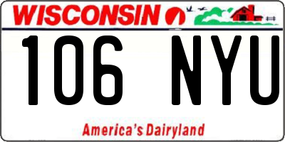 WI license plate 106NYU
