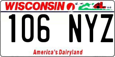 WI license plate 106NYZ