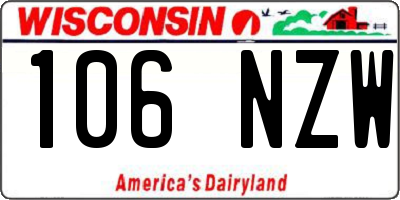 WI license plate 106NZW