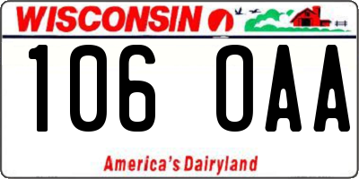 WI license plate 106OAA