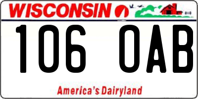 WI license plate 106OAB