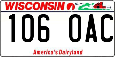 WI license plate 106OAC