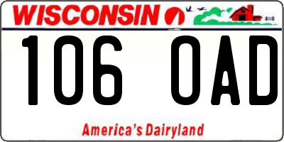 WI license plate 106OAD
