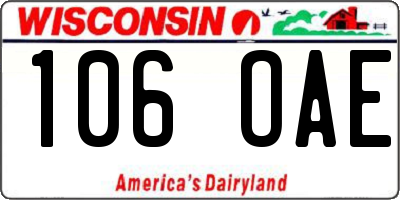 WI license plate 106OAE