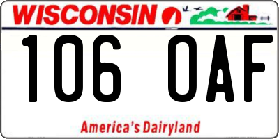 WI license plate 106OAF