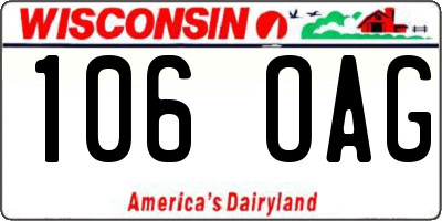 WI license plate 106OAG