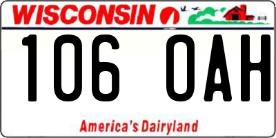 WI license plate 106OAH