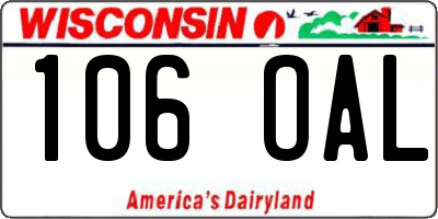 WI license plate 106OAL