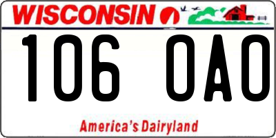 WI license plate 106OAO