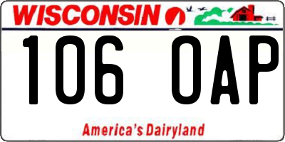 WI license plate 106OAP