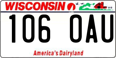 WI license plate 106OAU