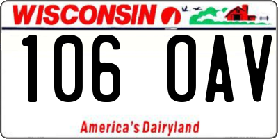 WI license plate 106OAV