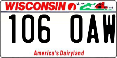 WI license plate 106OAW