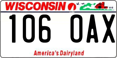 WI license plate 106OAX