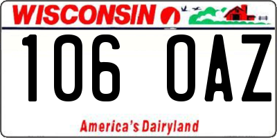WI license plate 106OAZ