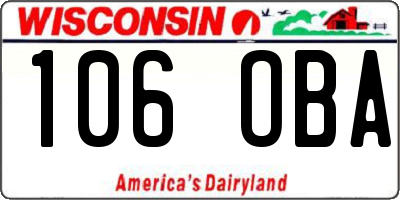 WI license plate 106OBA