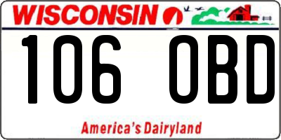 WI license plate 106OBD