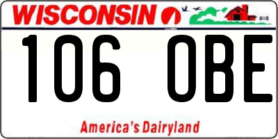 WI license plate 106OBE