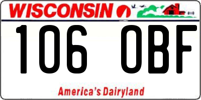 WI license plate 106OBF