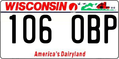 WI license plate 106OBP