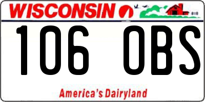 WI license plate 106OBS