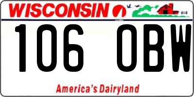 WI license plate 106OBW