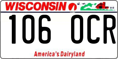 WI license plate 106OCR
